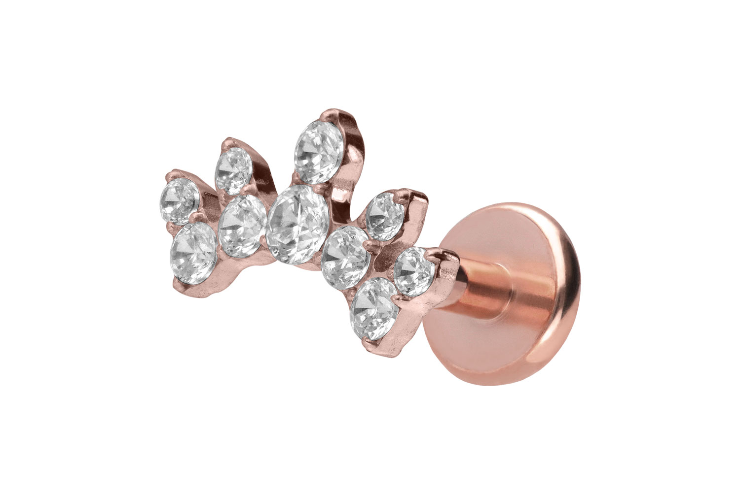 Titan Labret Piercing mit Push Fit KRISTALLBOGEN